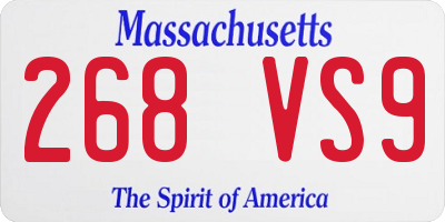 MA license plate 268VS9