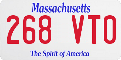 MA license plate 268VT0