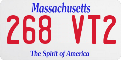 MA license plate 268VT2