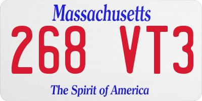 MA license plate 268VT3