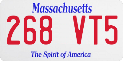 MA license plate 268VT5