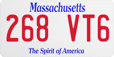 MA license plate 268VT6