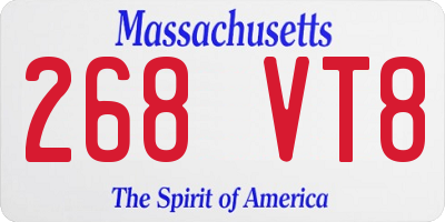 MA license plate 268VT8