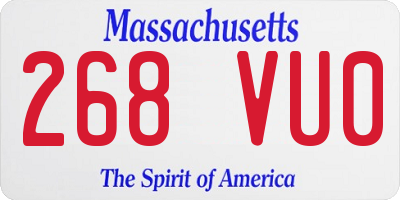 MA license plate 268VU0