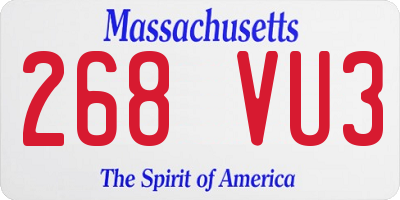 MA license plate 268VU3