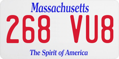 MA license plate 268VU8