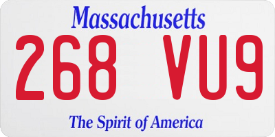 MA license plate 268VU9