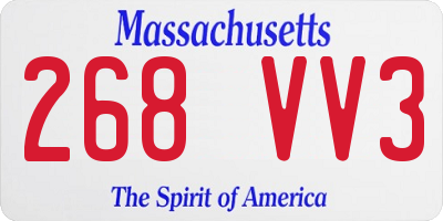 MA license plate 268VV3