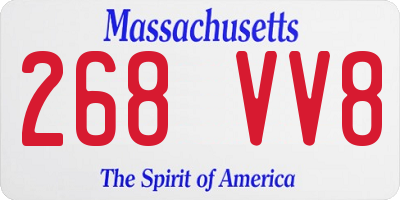 MA license plate 268VV8