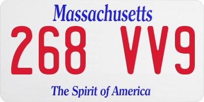 MA license plate 268VV9