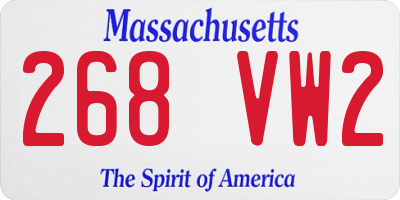 MA license plate 268VW2
