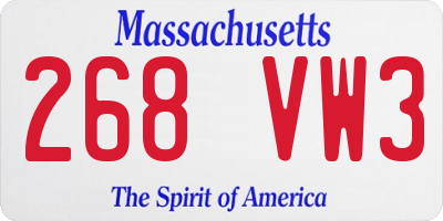 MA license plate 268VW3