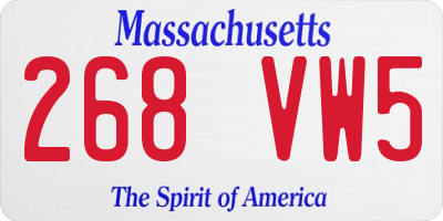 MA license plate 268VW5