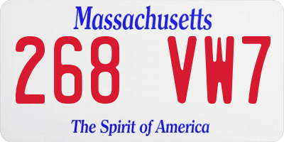 MA license plate 268VW7