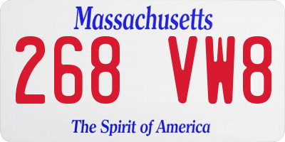 MA license plate 268VW8