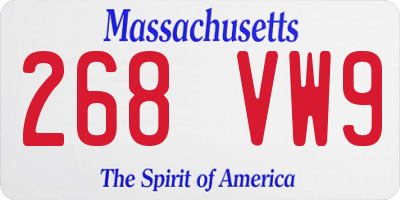 MA license plate 268VW9