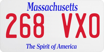 MA license plate 268VX0