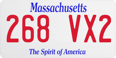 MA license plate 268VX2