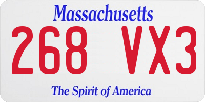 MA license plate 268VX3