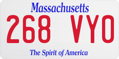MA license plate 268VY0