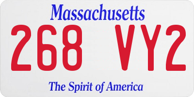 MA license plate 268VY2