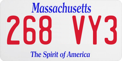 MA license plate 268VY3