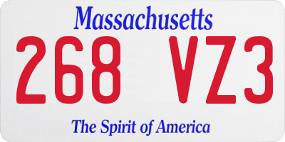 MA license plate 268VZ3