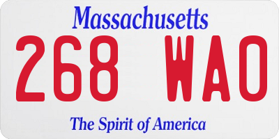 MA license plate 268WA0