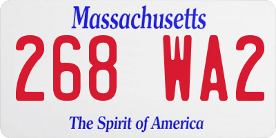 MA license plate 268WA2