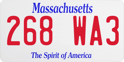 MA license plate 268WA3