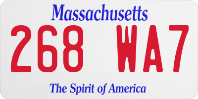 MA license plate 268WA7