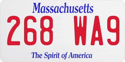 MA license plate 268WA9