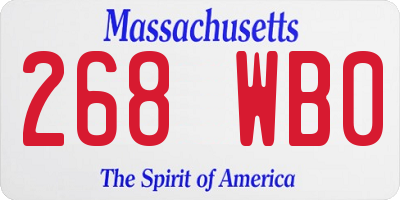 MA license plate 268WB0