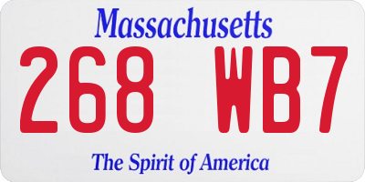 MA license plate 268WB7