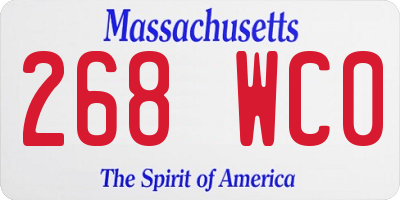 MA license plate 268WC0