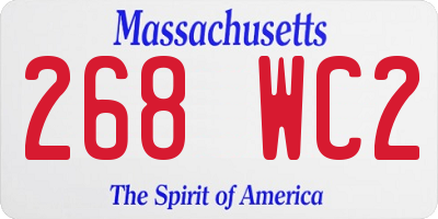 MA license plate 268WC2