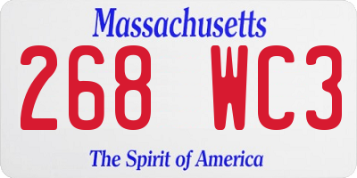 MA license plate 268WC3