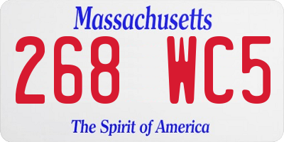MA license plate 268WC5