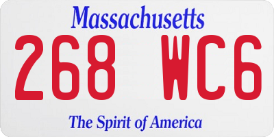 MA license plate 268WC6