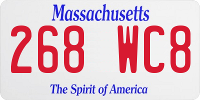 MA license plate 268WC8