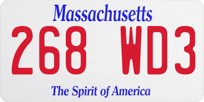 MA license plate 268WD3