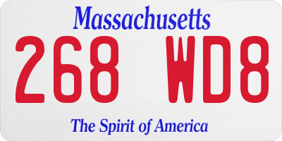 MA license plate 268WD8