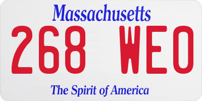 MA license plate 268WE0