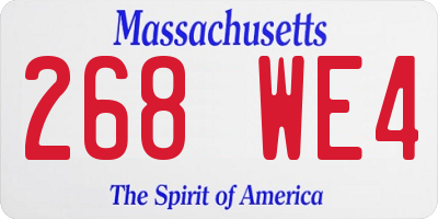 MA license plate 268WE4