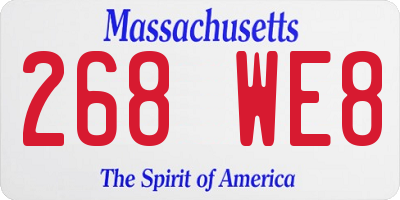MA license plate 268WE8