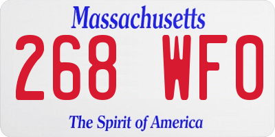 MA license plate 268WF0