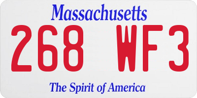 MA license plate 268WF3
