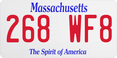 MA license plate 268WF8