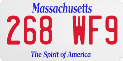 MA license plate 268WF9