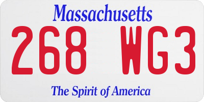 MA license plate 268WG3